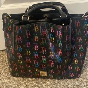 Dooney & Bourke Black Multicolor Logo Handbag